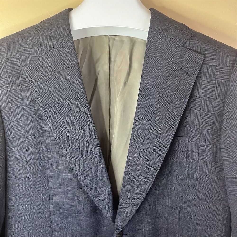 Paul Stuart Wool Gray Men's Check Wool Sport Coat Blazer Size 41/35 Formal Work